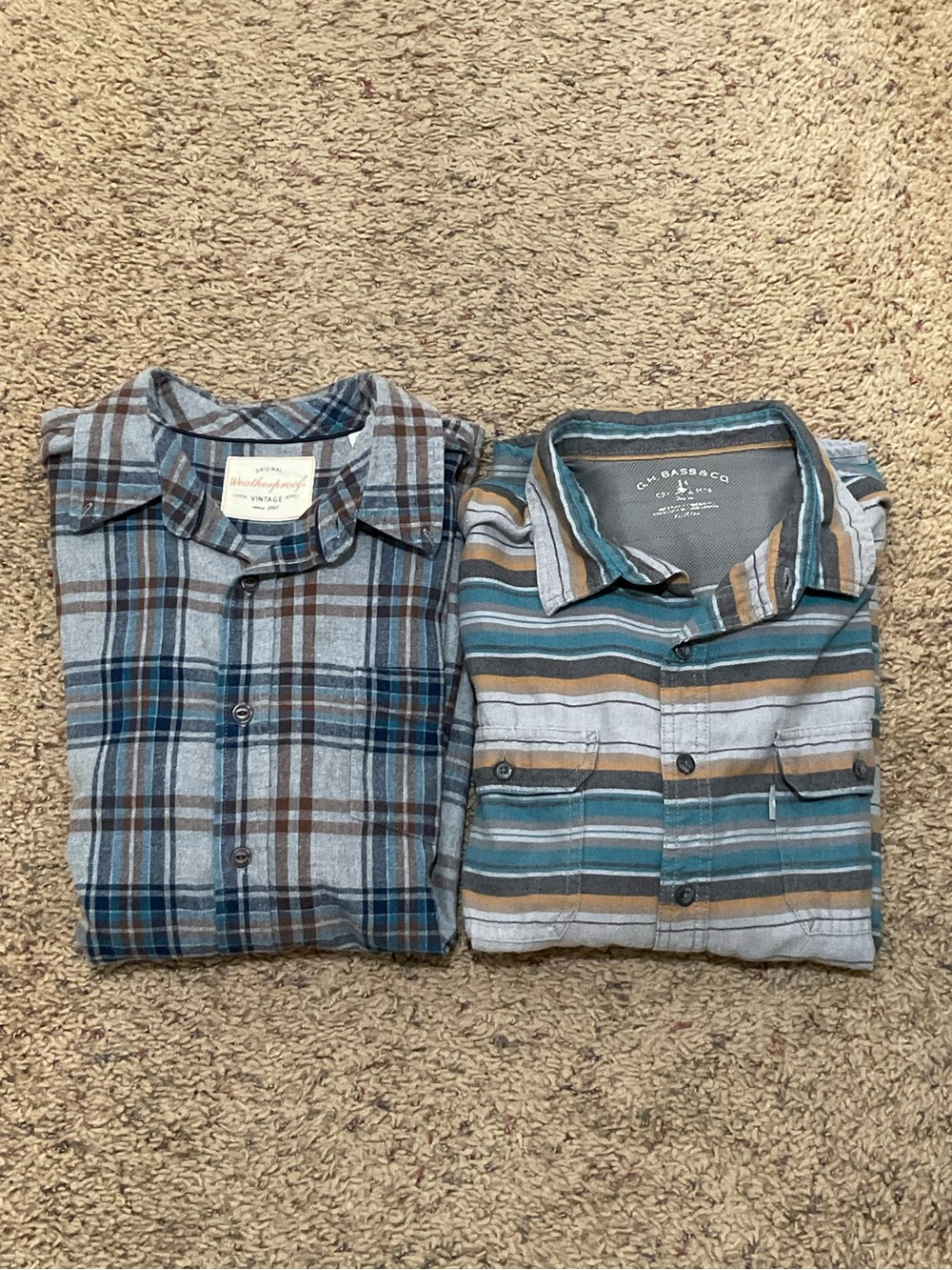 Lot of 2 Mens XL Flannel Plaid Long Sleeve Shirts Button Down Casual Outdoors